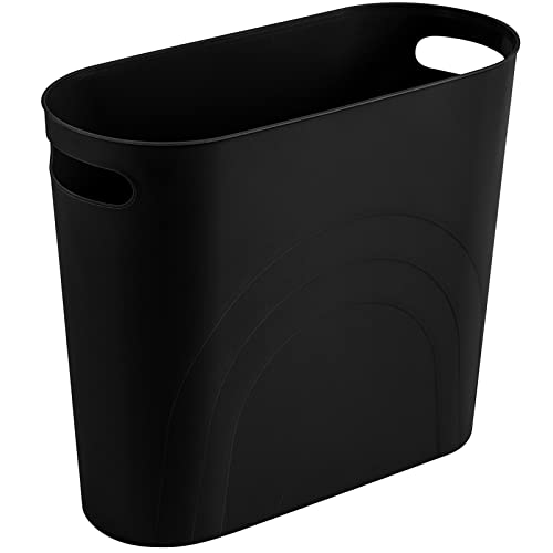3.5 Gallon Slim Plastic Trash Can with Built-In Handles for Narrow Spaces