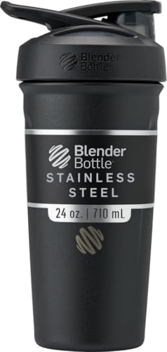 24 oz Insulated Stainless Steel Shaker Bottle with Wire Whisk - Black
