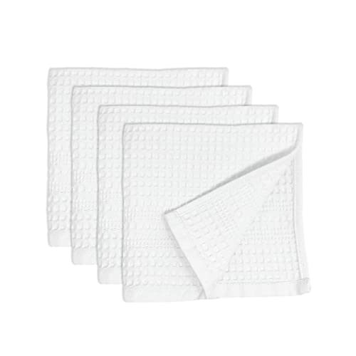 White GILDEN TREE Waffle Cotton Washcloths 4 Pack - Exfoliating & Quick Dry Face Towels
