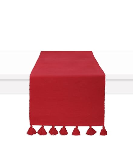 PurpleEssences Red Solid Ribbed Cotton Table Runner 13x72 in - Home Decor