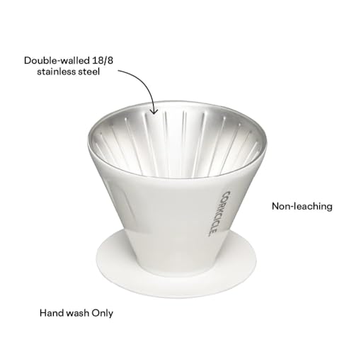 Corkcicle Pour Over - Pour Over Coffee Maker for Your Home - Insulated Stainless Steel - BPA Free - Easy to Clean - Non-Slip Silicone Base - Fits Any Mug - Tool for a Home Barista - Oat Milk