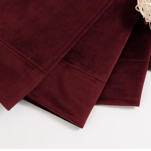 BGment 52W x 78L Velvet Curtains Set of 2 | Burgundy Red, 78 Inches Long, 5 Back Tabs