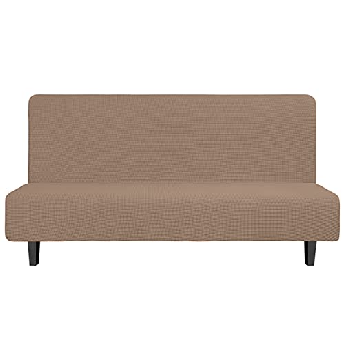 Large Armless Futon Slipcover - Stretch Sofa Bed Protector, Camel