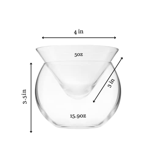 Set of 2 LemonSoda Stemless Martini Glasses with Chiller - Elegant Cocktail Glassware