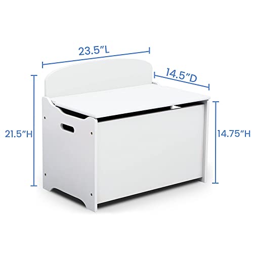Deluxe Wooden Toy Box with Slow-Closing Safety Lid, Bianca White