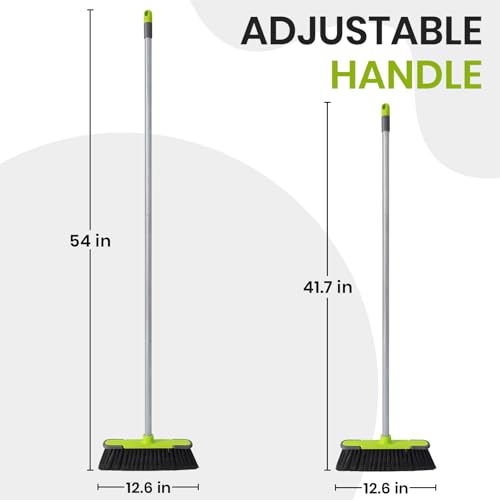 Green Indoor & Outdoor Floor Broom - 54" Adjustable Handle, 13" Wide