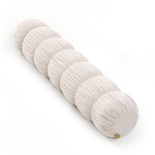 Long Bolster Pillow for Bed - 39 Inch Misty White, Soft Velvet Cover
