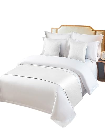 White Bed Runner for Queen Size Bed - Modern Decorative Bed Scarf (83x20 Inch)