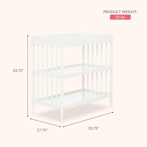 Clover Wooden Changing Table with Storage Shelves - White