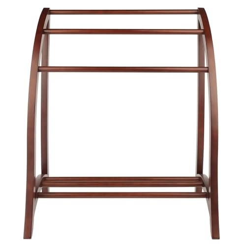 Wooden Blanket Rack 36 Inch - Brown, Freestanding Quilt & Towel Organizer