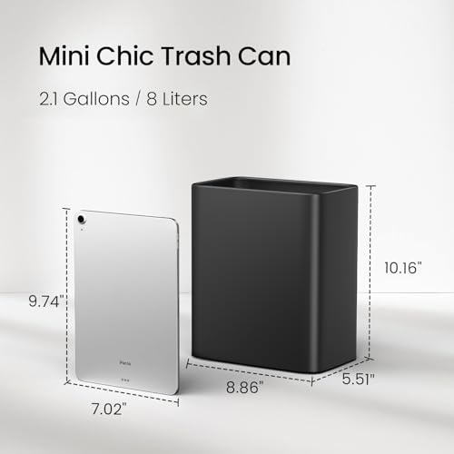 Small Bathroom Trash Can 2.1 Gallon Under Sink Wastebasket Black