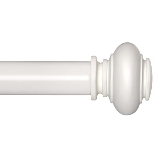 Adjustable White Curtain Rod Set 28 to 88 Inches, Heavy Duty Window Drapery
