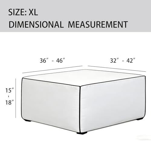 Square Ottoman Cover 40x40x15 - Light Gray Stretch Slipcover