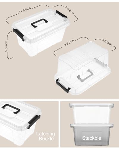 Clear Plastic Storage Bins with Lids 7-Quart 6-Pack Stackable Totes
