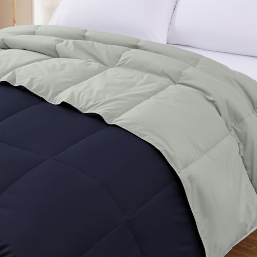 Modern Threads Reversible Down Alternative Comforter - Twin, Navy/Silver