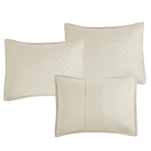 5-Piece Diamond Stitch Daybed Cover Set with Bedskirt & Shams - Beige