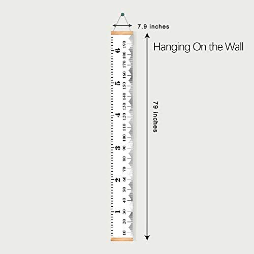 Kids Canvas Growth Height Chart - Removable Hanging Wall Decor (79" x 7.9")