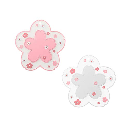Sakura Cherry Blossom PVC Coasters - Cute Flower Drink Mat Set of 2