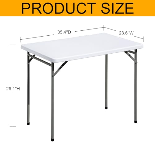 3ft Portable Folding Table, Durable HDPE Indoor and Outdoor Utility Desk