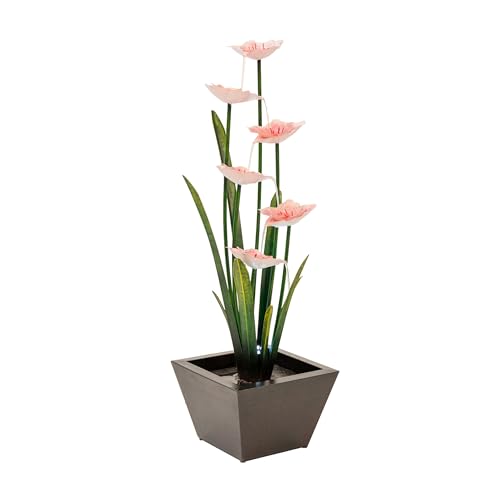 39-Inch Metal Sculptural Multi-Tier Flower Water Fountain for Garden