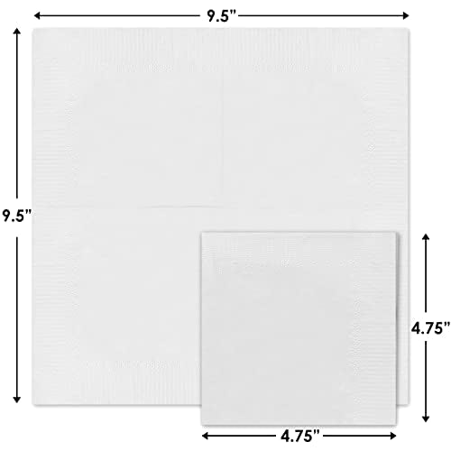 500 Pack Disposable Cocktail Napkins - 3-Ply White Party & Event Beverage Napkins