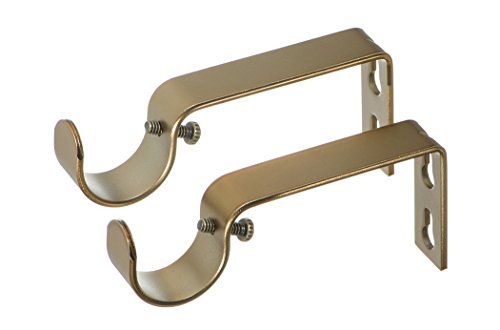 Fixed Curtain Rod Brackets for 1 to 1-1/8 Inch Rods - Warm Gold, Set of 2