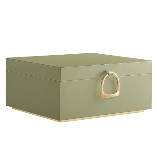 SONGMICS 2-Layer Jewelry Box, Jewelry Organizer with Handle, Removable Jewelry Tray, Jewelry Storage, Floating Effect, 8.1 x 9.4 x 4.3 Inches, Christmas Gift, Laurel Green UJBC165C02
