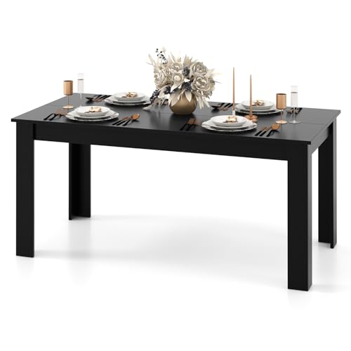 63-Inch Rectangular Dining Table for 4-6, Sturdy Wood Kitchen Table
