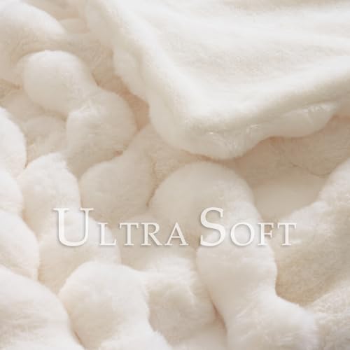 BENVWE Faux Fur Throw Blanket - Cozy 3D Bubble Soft Couch Blanket (51" x 63")
