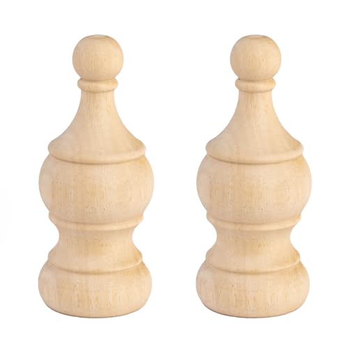 Unfinished Wood Bed Post Finials - 5.9-inch Decorative Craft Toppers (2 Pack)