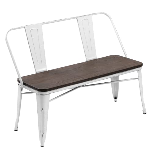 42-Inch Rustic Industrial Dining Bench with Removable Backrest