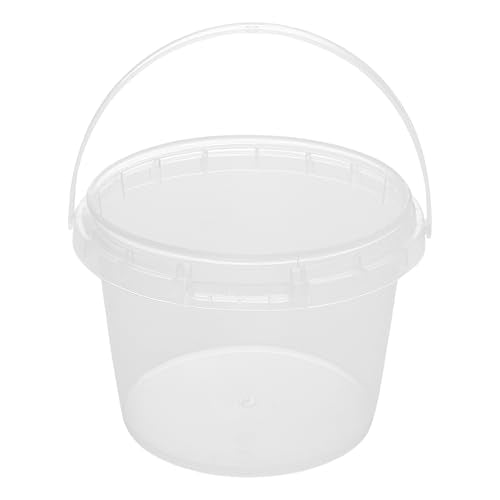 40 Pack Clear Plastic Buckets with Lids & Handles - 34 oz Food & Beverage Storage