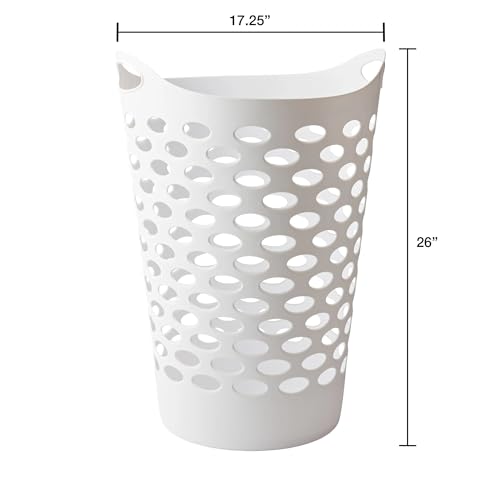 Tall Plastic Laundry Hamper with Handles - Durable Round Storage Basket