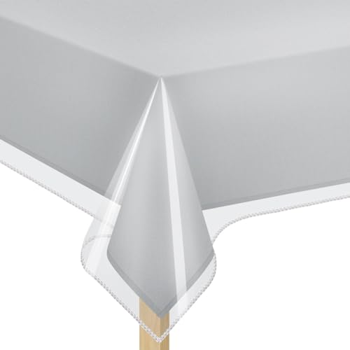 Clear Vinyl Table Cover Protector - Heavy Duty Waterproof Tablecloth, 54" x 72"