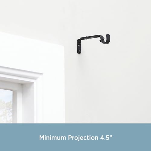 Adjustable Curtain Rod Brackets, 3/4 Inch, Black Finish (2-Pack)