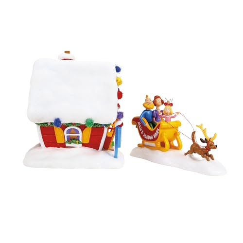 Grinch Village Max's Sleigh Rides 2-Piece Lighted Porcelain Building Set