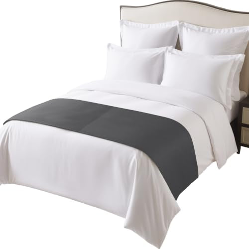 Versotilahome Charcoal Satin Bed Runner Scarf - California King (102x20")