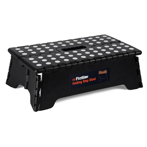 15-Inch Extra Wide Folding Step Stool, Non-Slip Compact Collapsible Stool