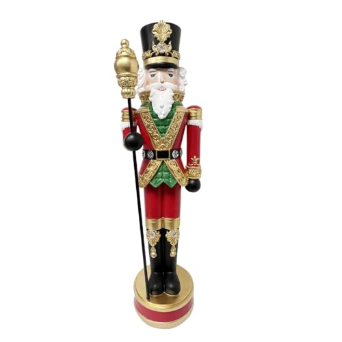 Fraser Hill Farm 3.3 ft Resin Nutcracker Statue with Scepter and 5 LEDs
