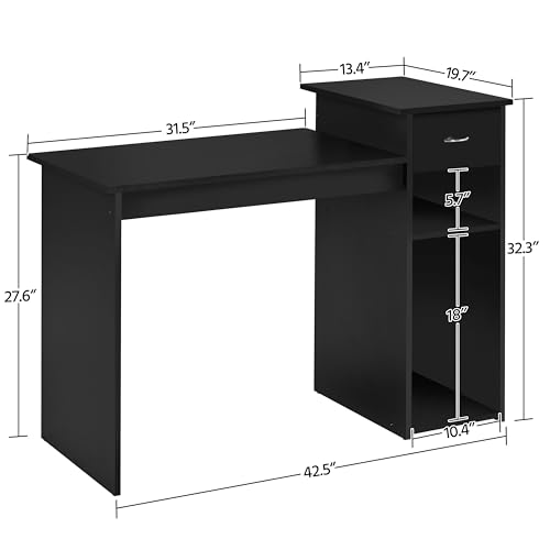 Computer Desk and Ergonomic Mesh Office Chair Set with Drawer and Storage