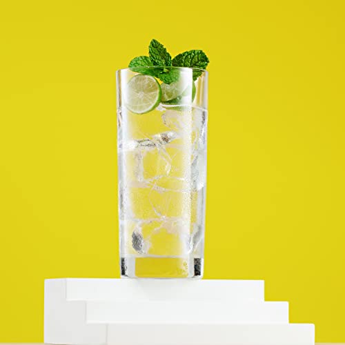 Godinger Highball Drinking Glasses, Italian Made Tall Glass Cups, Water Glasses Drinking Set, Cocktail Glasses - 14oz, Set of 4, Made In Italy