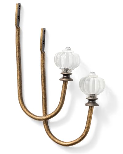 Vintage Pumpkin Curtain Holdbacks - 2-Piece Metal Wall-Mounted Hooks