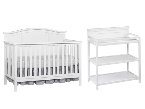 4-in-1 Convertible Crib and Changing Station Nursery Set - Snow White