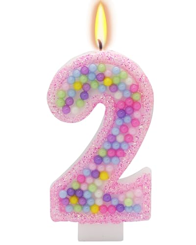 Colorful Number 2 Birthday Candle - Sweet Macaron Design