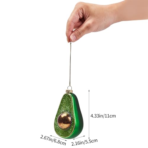 Handcrafted Glass Christmas Ornaments with Vibrant Hand-Painting - Avocado Design, Holiday Decor