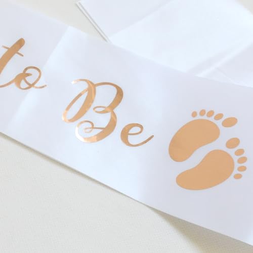 Mom To Be Sash - White Satin with Gold Print for Baby Shower