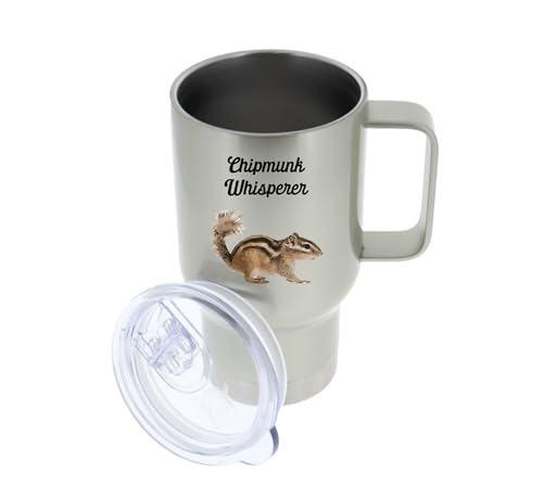 SpreadPassion Chipmunk Travel Mug - Insulated Hot Cold Coffee Tumbler - Funny Gag Gift