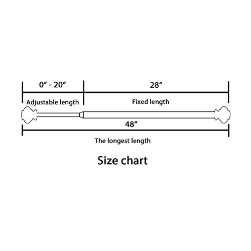 Adjustable Window Curtain Rod Set, 28 to 48 Inches, Nickel Finish