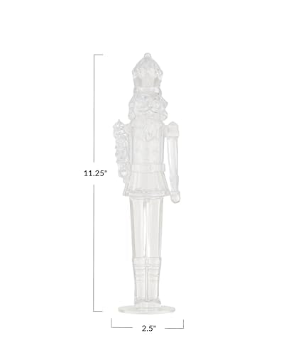 Clear Acrylic Nutcracker Figurine - 11.25 Inch Tabletop Holiday Decor