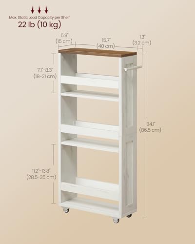 4-Tier Slim Slide-Out Storage Cart with Wheels for Kitchen and Bathroom